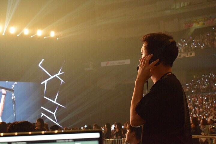 Event professional managing a live show
